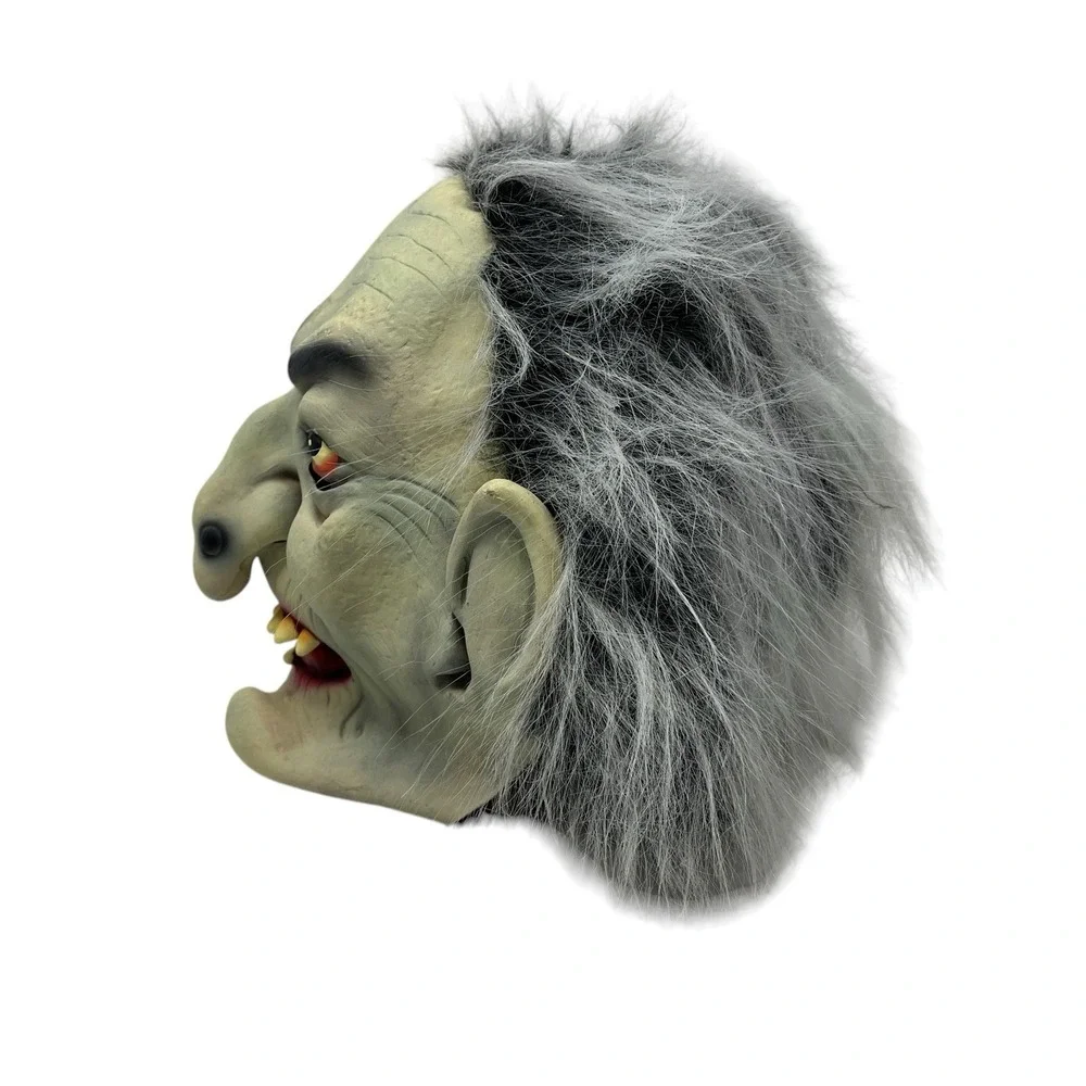 Vintage 1999 Paper Magic Group Latex Mask Ghoul Gray Hair Yellow Teeth Halloween